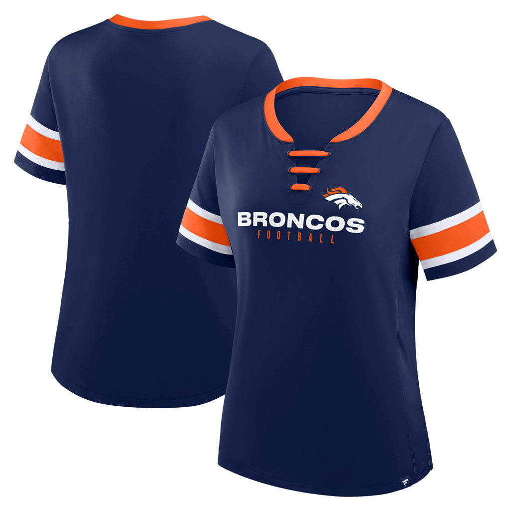 NFL Denver Broncos Women's Fanatics Draw Play Athena Lace-Up Top - Navy