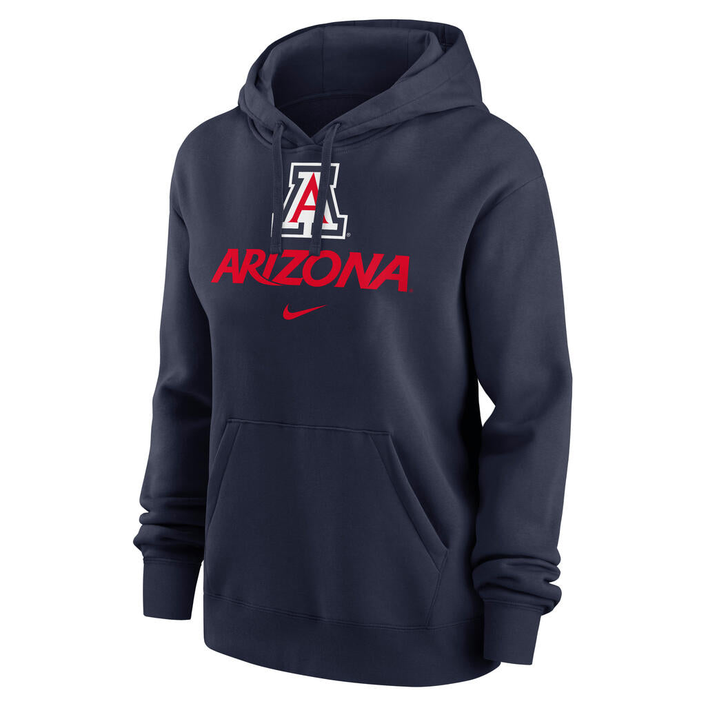 NCAA Arizona Wildcats Women's Nike Wordmark Club Fleece Hoodie - Navy