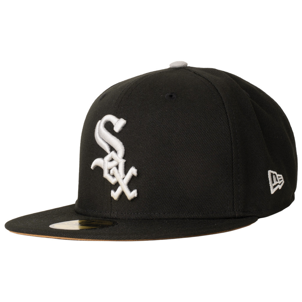 MLB Chicago White Sox New Era Gray Outline Logo 59FIFTY Fitted Hat - Black
