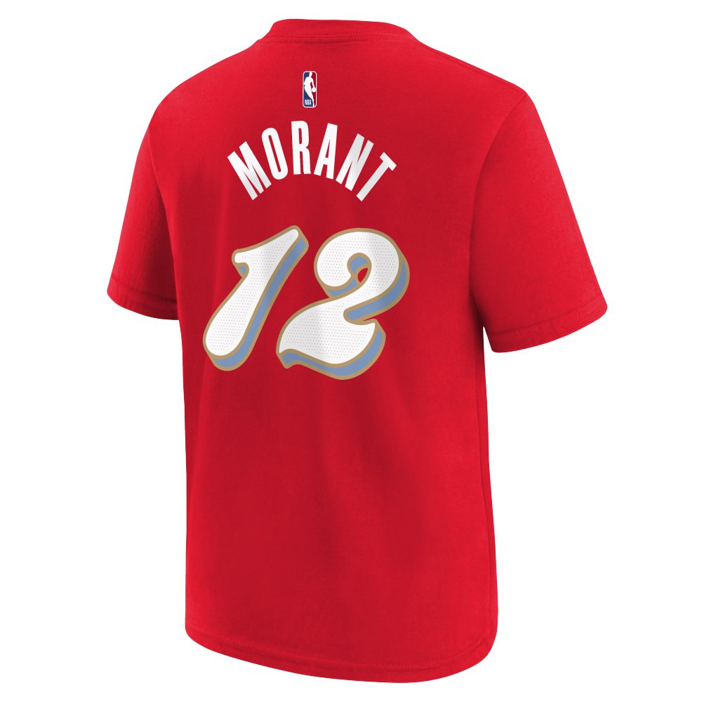NBA Memphis Grizzlies Ja Morant Youth Nike City Edition 2024/25 Name & Number T-Shirt - Red
