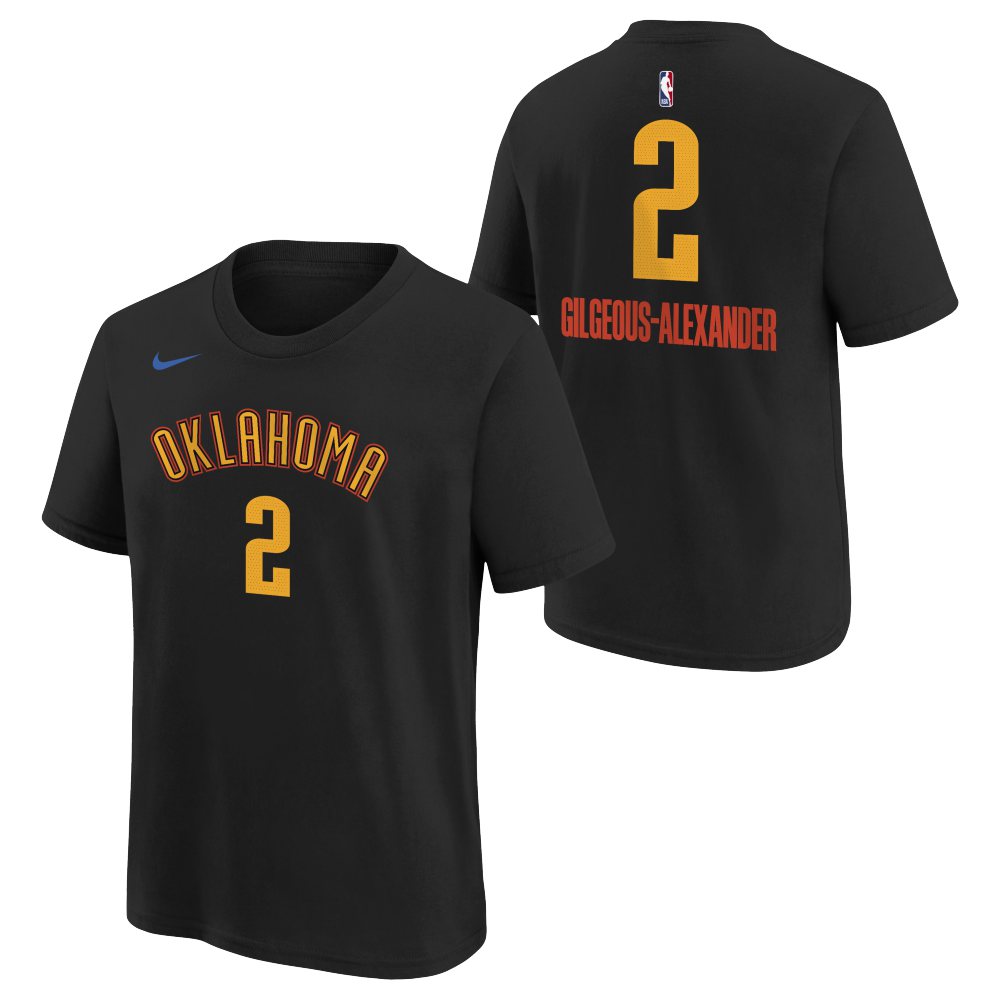 NBA Oklahoma City Thunder Shai Gilgeous-Alexander Youth Nike City Edition 2024/25 Name & Number T-Shirt - Black