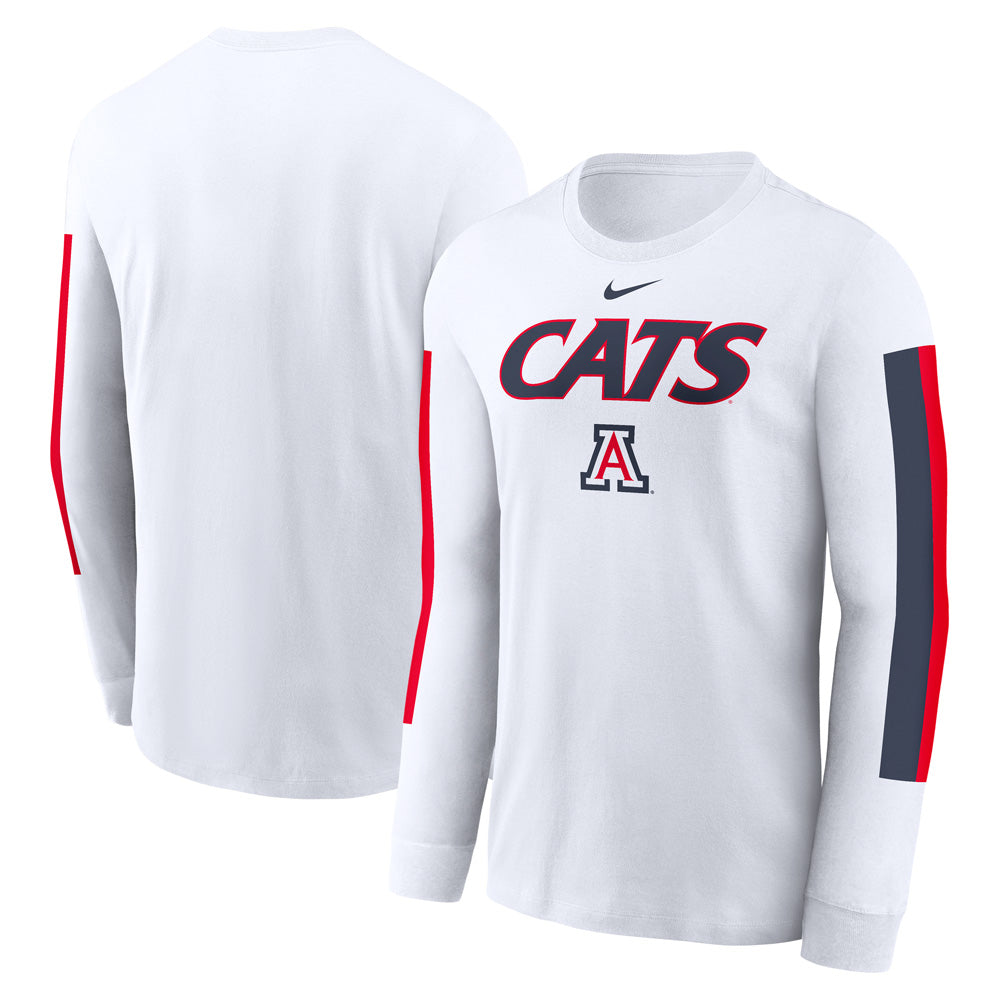 NCAA Arizona Wildcats Nike 2-Hit Cats Cotton Long Sleeve T-Shirt - White