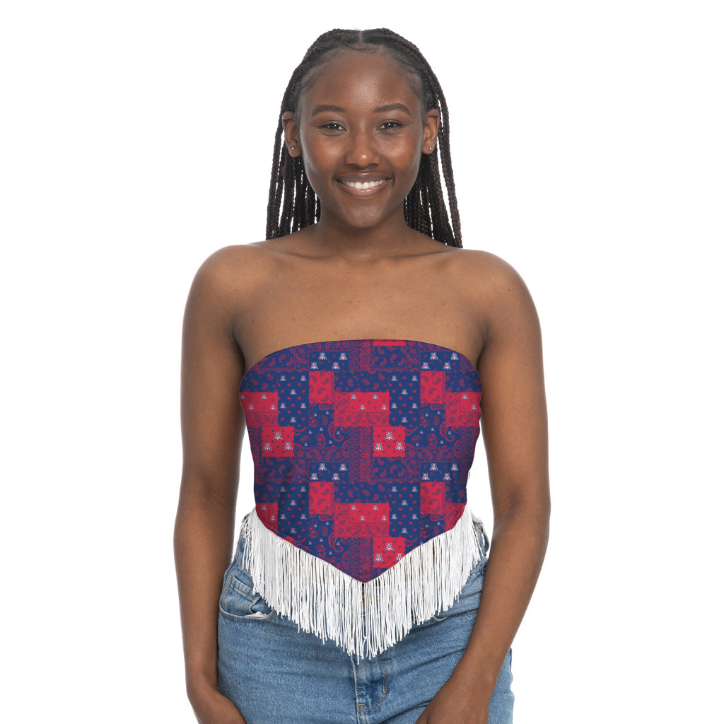 NCAA Arizona Wildcats Women's ZooZatz Fringe Tie Back Top