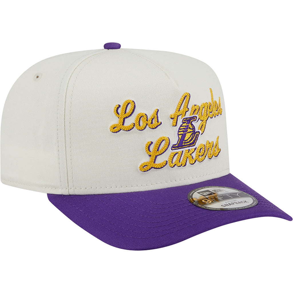 NBA Los Angeles Lakers New Era Chainstitch Two-Tone 9FIFTY A-Frame Snapback Hat - Cream