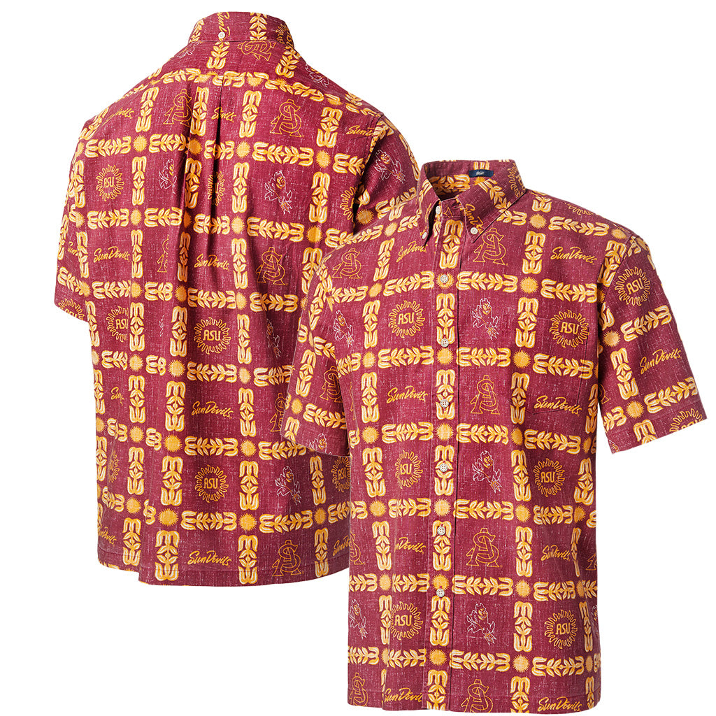 NCAA Arizona State Sun Devils Reyn Spooner Floral Button Up Shirt - Maroon