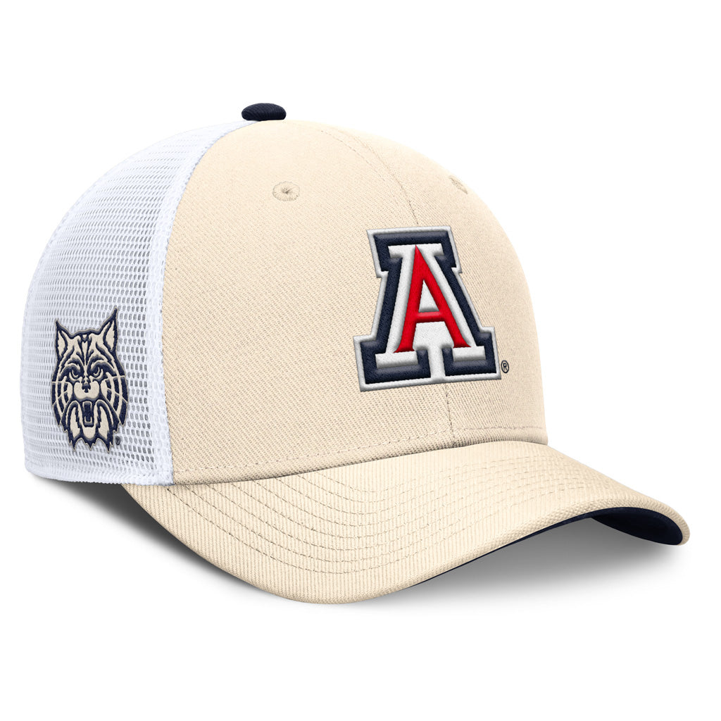NCAA Arizona Wildcats Nike Primary Logo Structured Snapback Trucker Hat - Natural