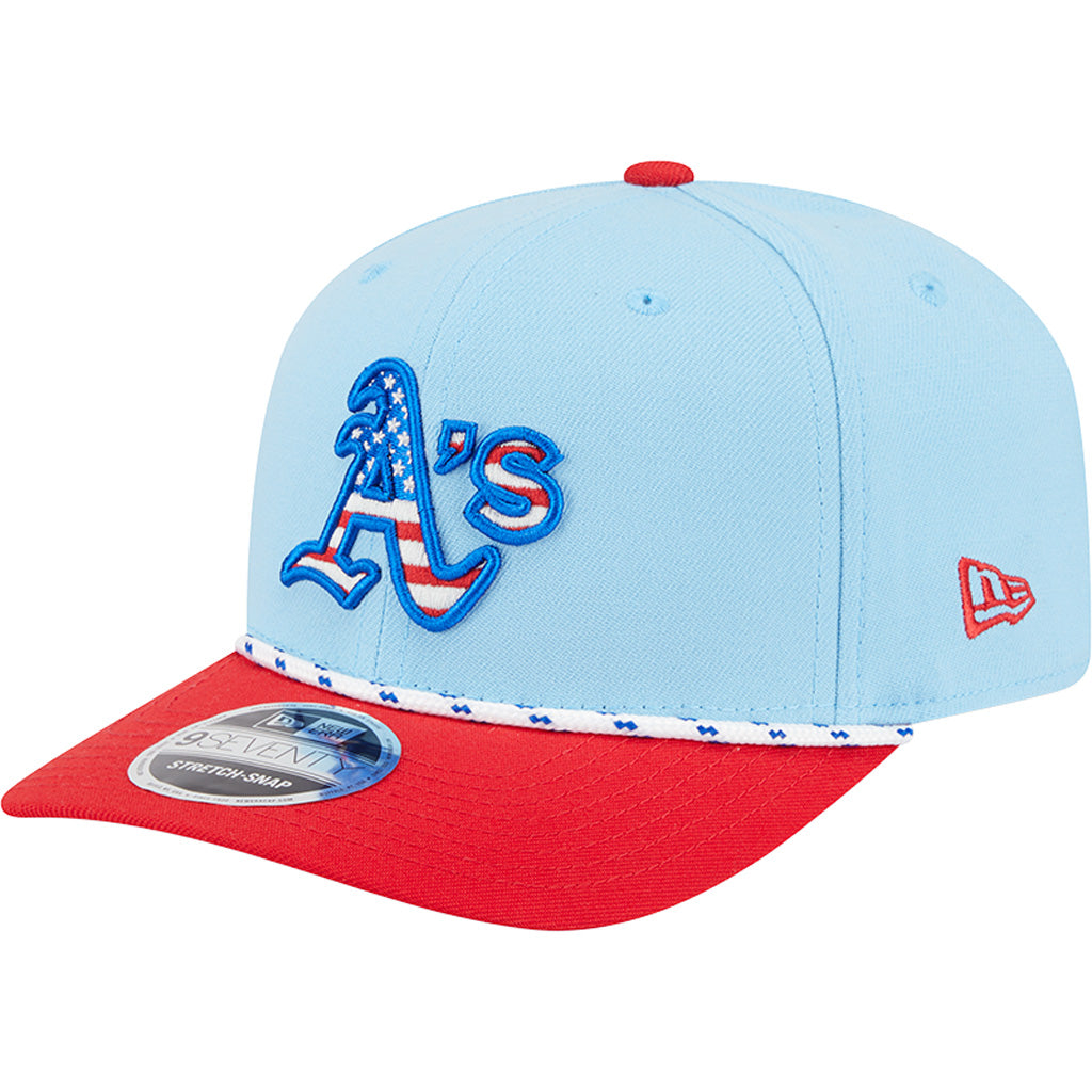 MLB Oakland Athletics New Era 2025 4th of July 9SEVENTY Stretch-Snapback Hat - Light Blue