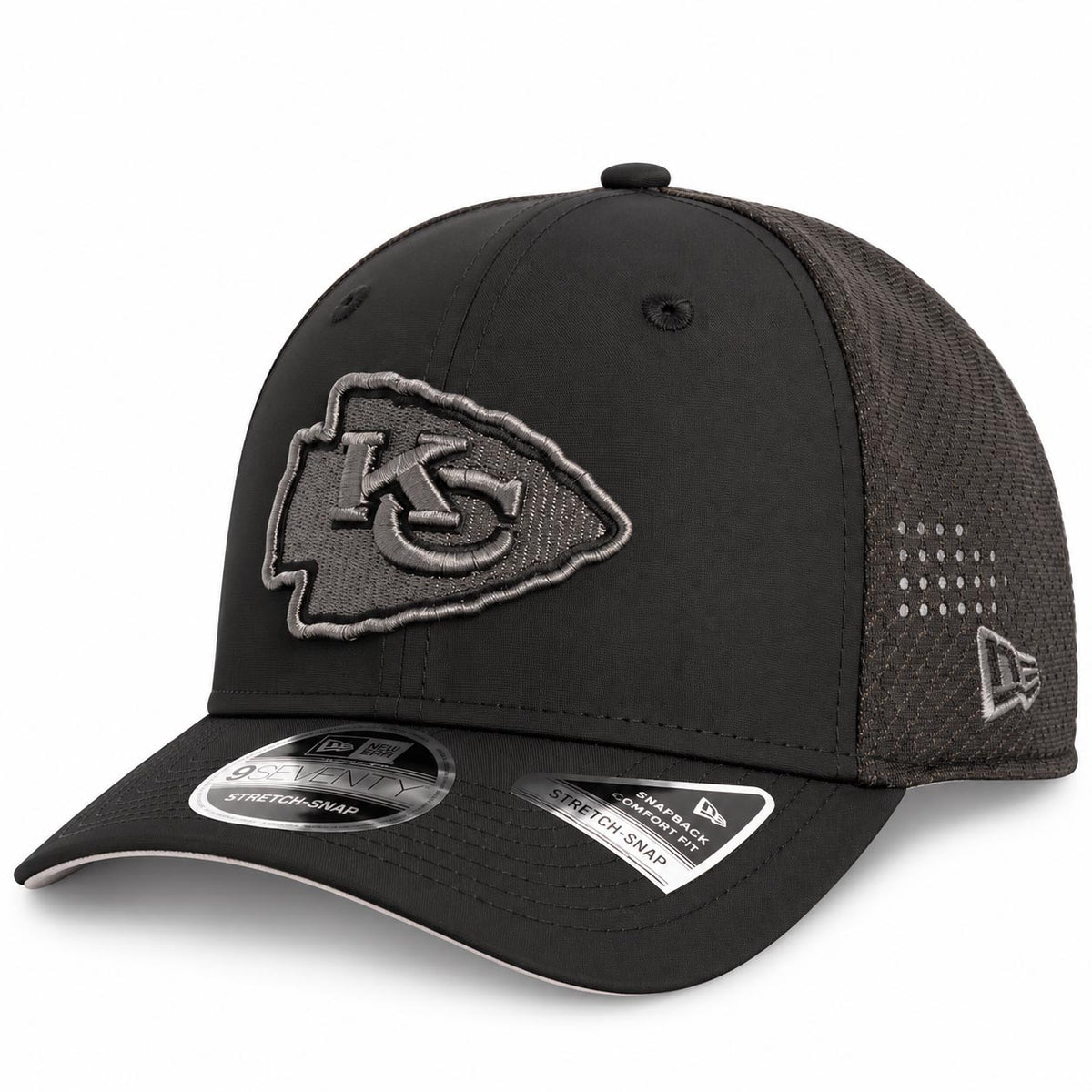 NFL Kansas City Chiefs New Era Black Pearl Trucker 9SEVENTY Stretch-Snap Hat- Black