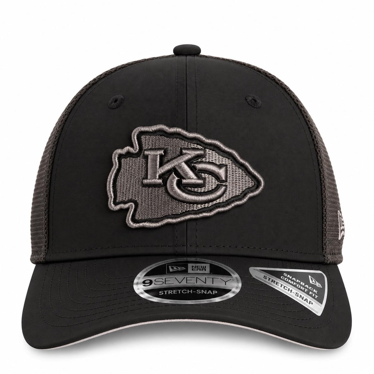 NFL Kansas City Chiefs New Era Black Pearl Trucker 9SEVENTY Stretch-Snap Hat- Black