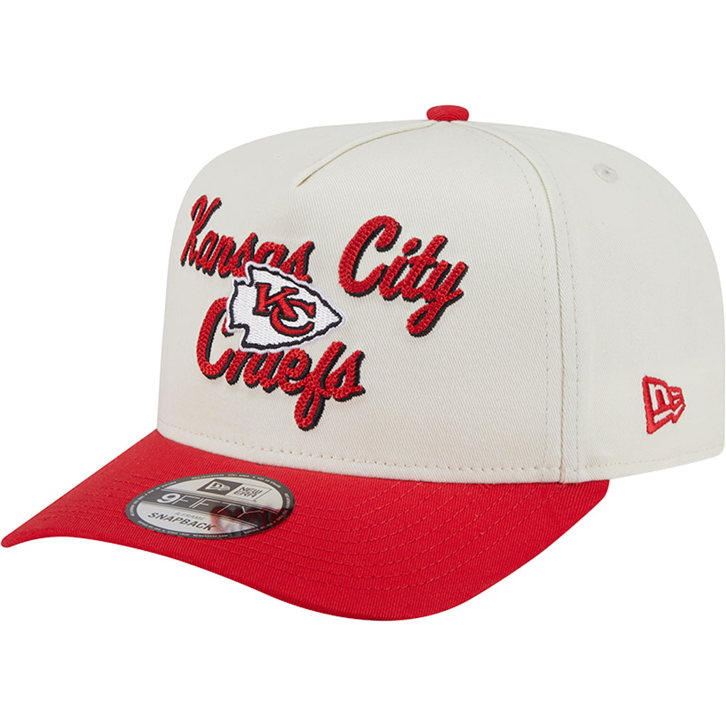 NFL Kansas City Chiefs New Era Chainstitch Two-Tone 9FIFTY A-Frame Snapback Hat - Cream