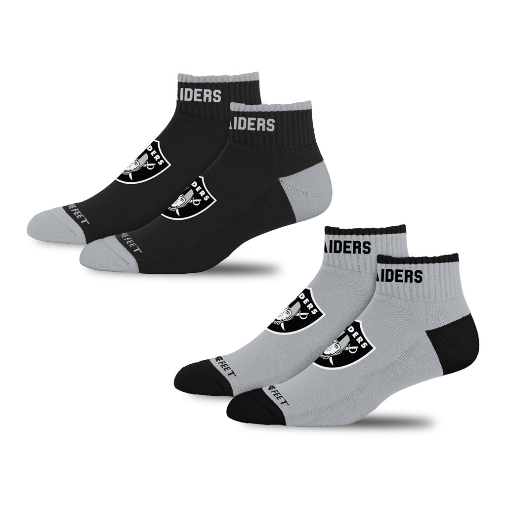 NFL Las Vegas Raiders For Bare Feet Front & Center 2-Pack Socks - Black & Gray
