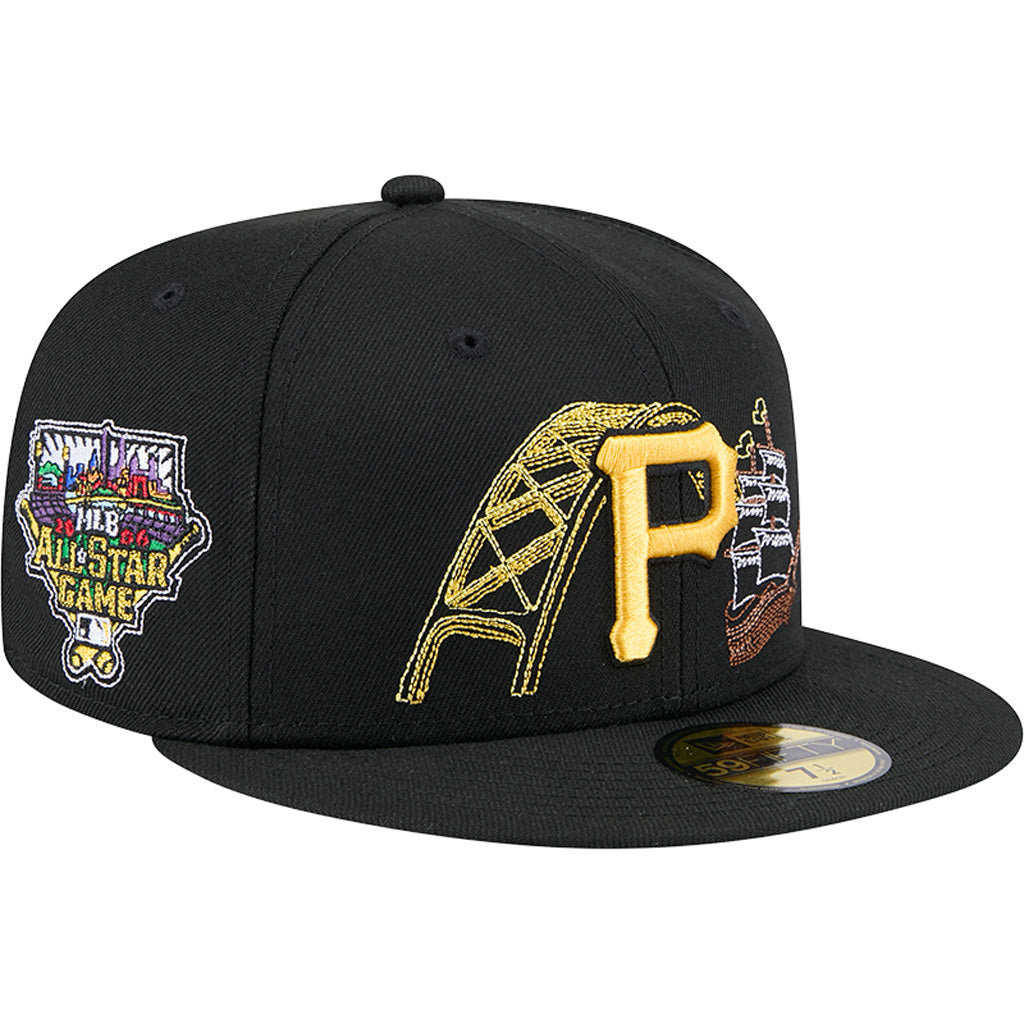 MLB Pittsburgh Pirates New Era State Stitch 59FIFTY Fitted Hat - Black