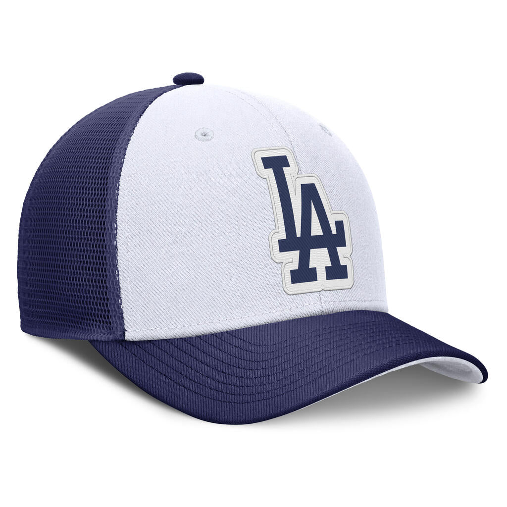 MLB Los Angeles Dodgers Nike Two-Tone Tonal Logo Trucker Snapback Hat - White