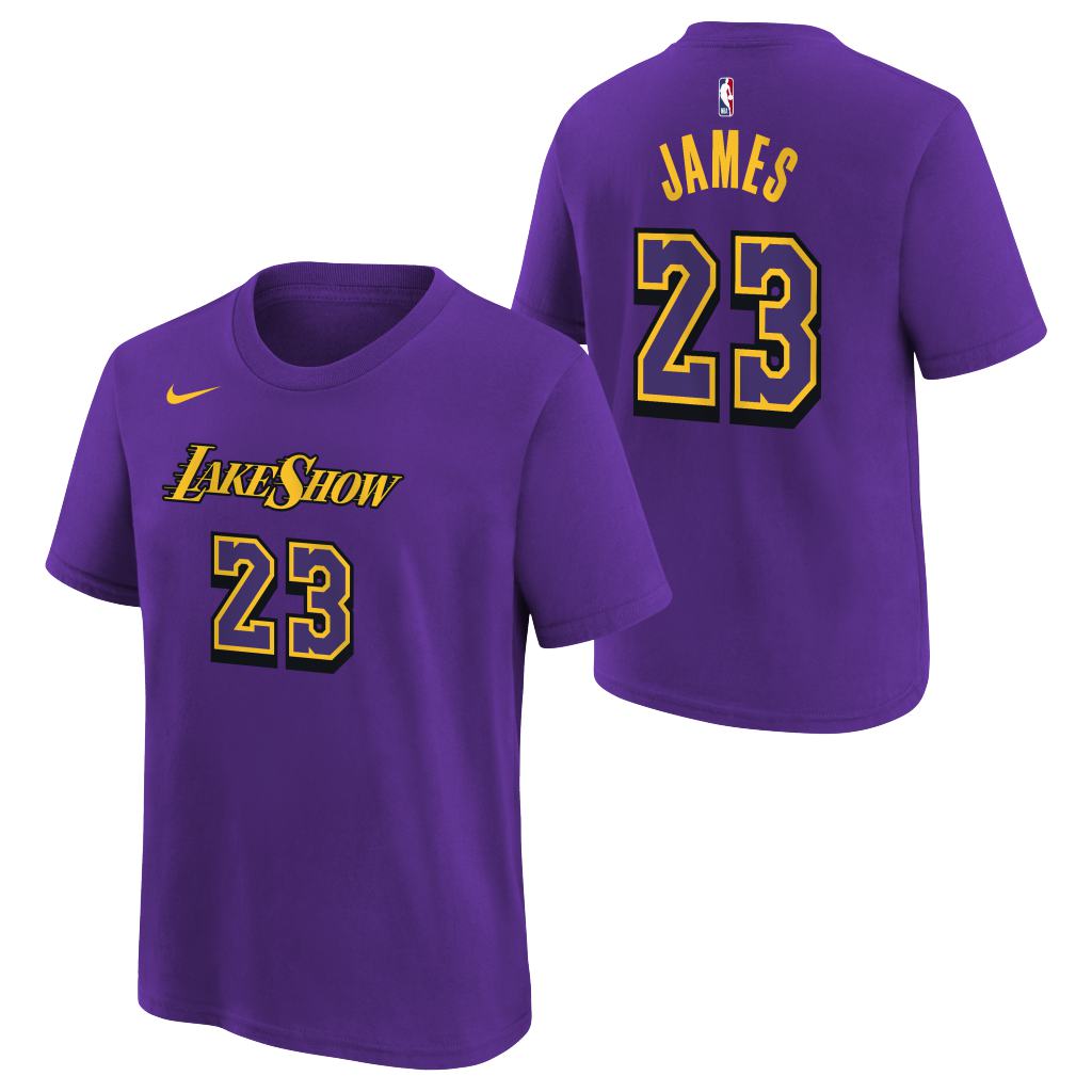 NBA Los Angeles Lakers Lebron James Youth Nike City Edition 2024/25 Name & Number T-Shirt - Purple