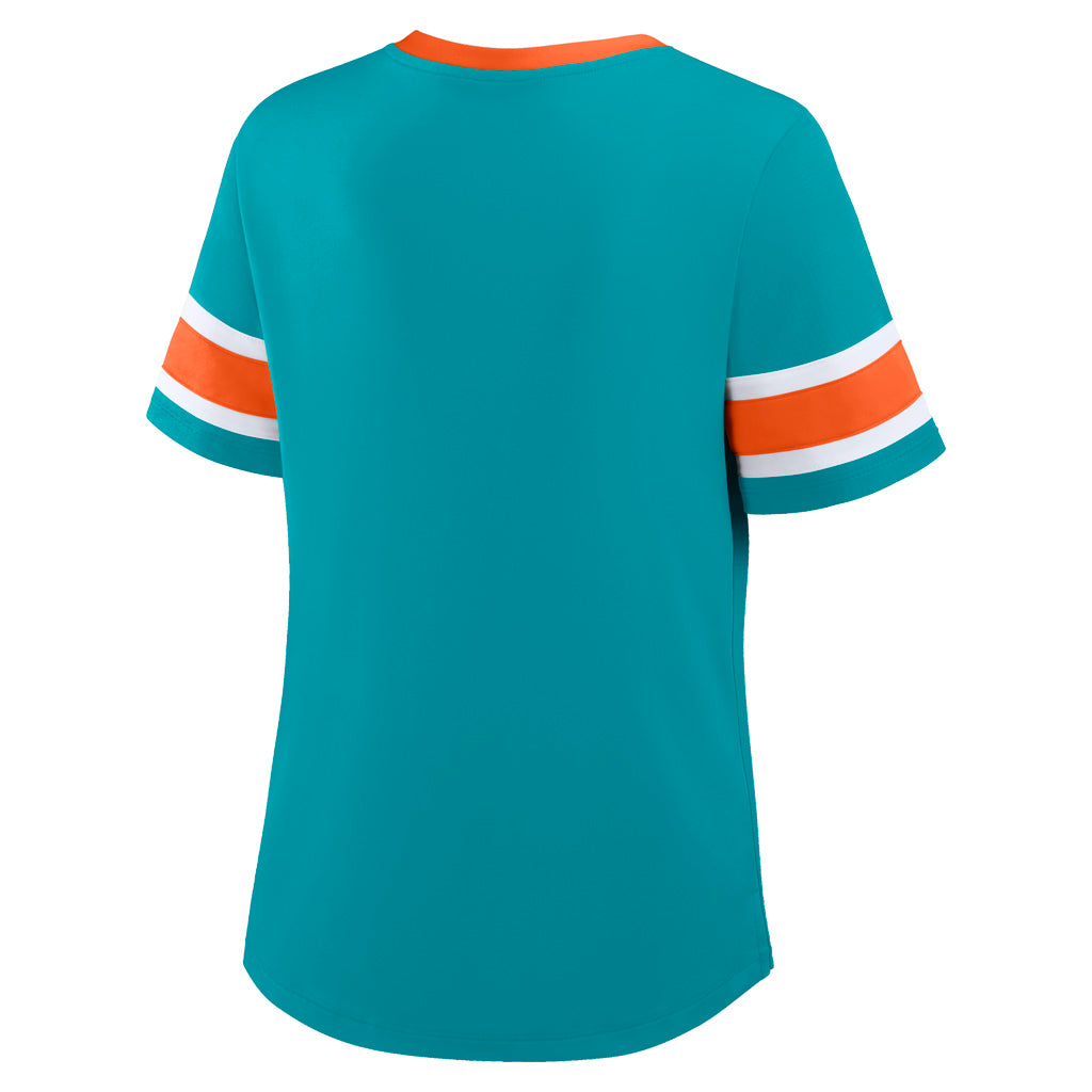 NFL Miami Dolphins Women's Fanatics Draw Play Athena Lace-Up Top - Teal