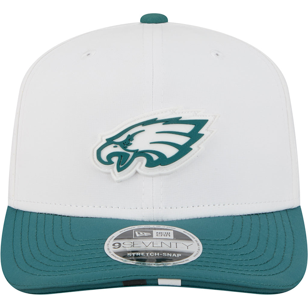 NFL Philadelphia Eagles New Era 2025 Training 9SEVENTY Stretch-Snapback Hat - White