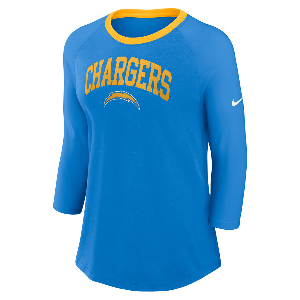 NFL Los Angeles Chargers Women's Nike Fashion 3/4 Sleeve T-Shirt - Blue