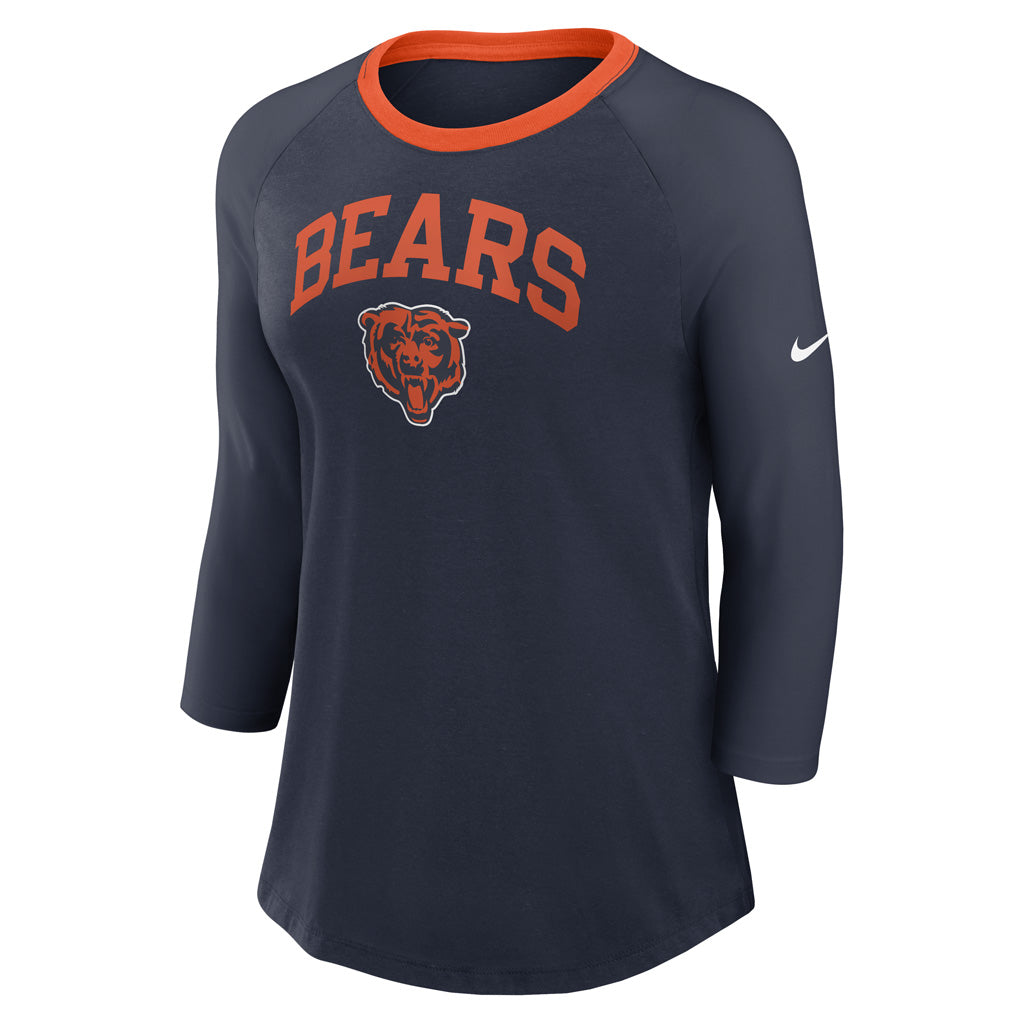 NFL Chicago Bears Women&#39;s Nike Fashion 3/4 Sleeve T-Shirt - Navy