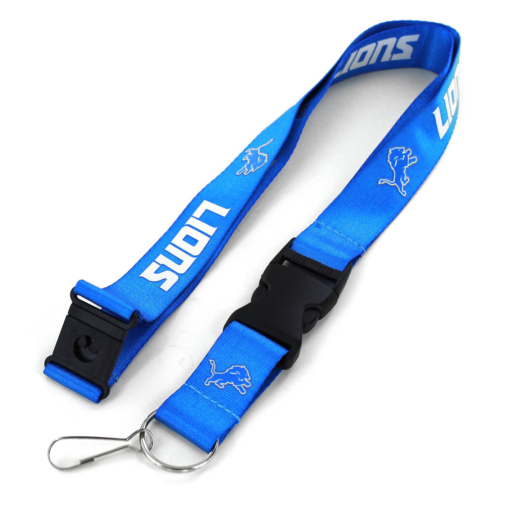 NFL Detroit Lions Aminco Black on Black Lanyard -  Blue