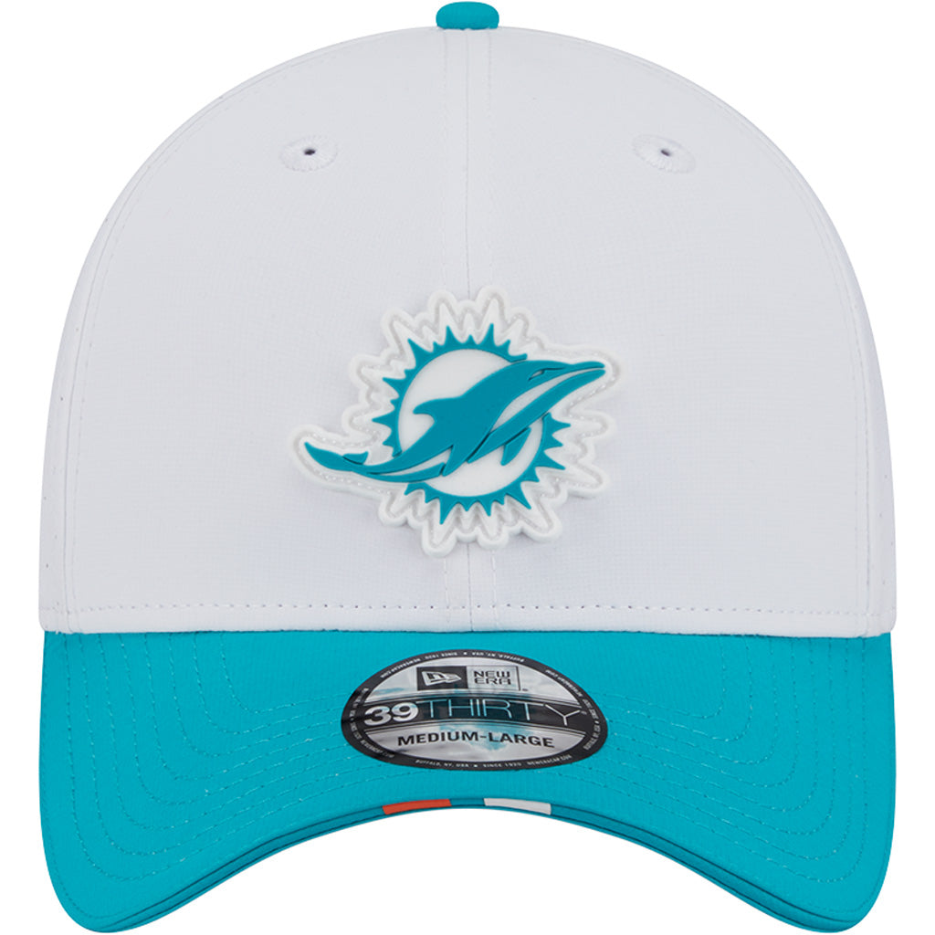 NFL Miami Dolphins New Era 2025 Training 39THIRTY Flex Fit Hat - White
