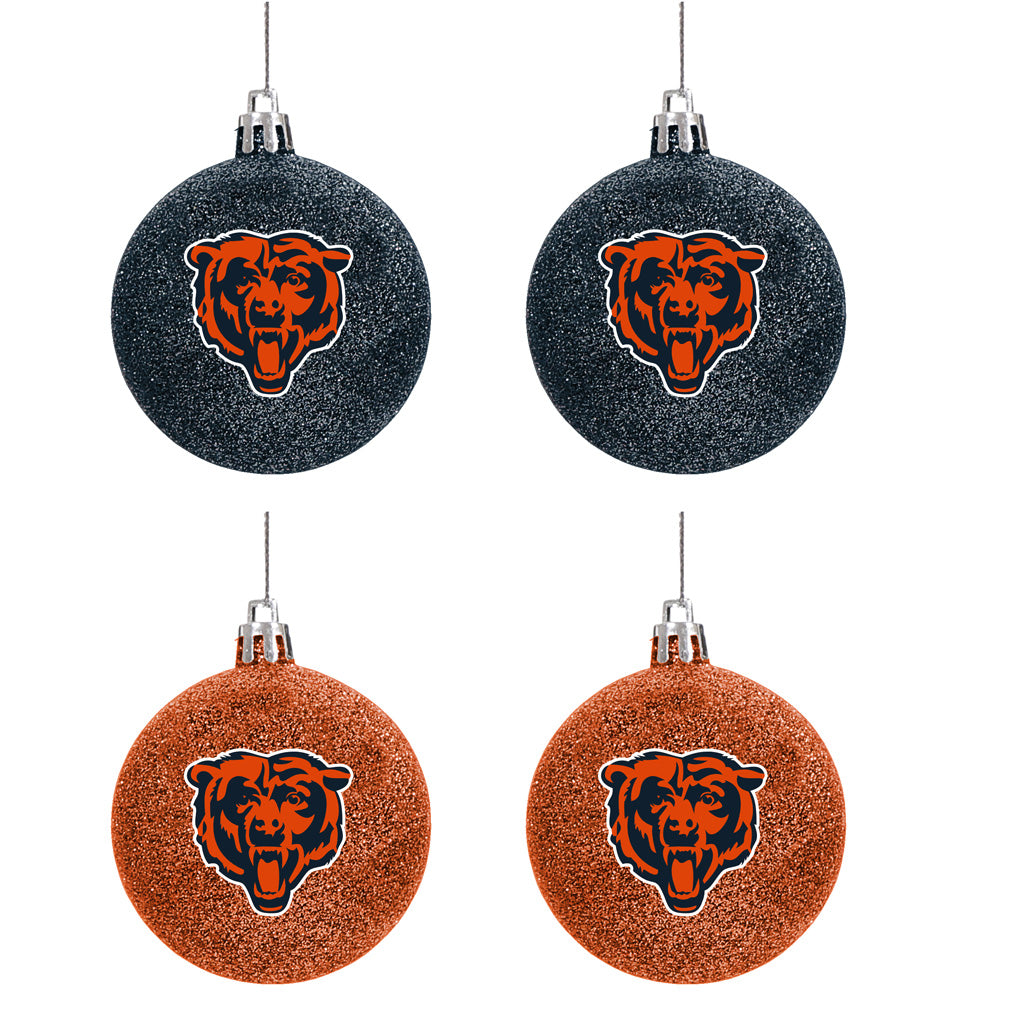 NFL Chicago Bears FOCO 4-Pack Glitter Ornament Set