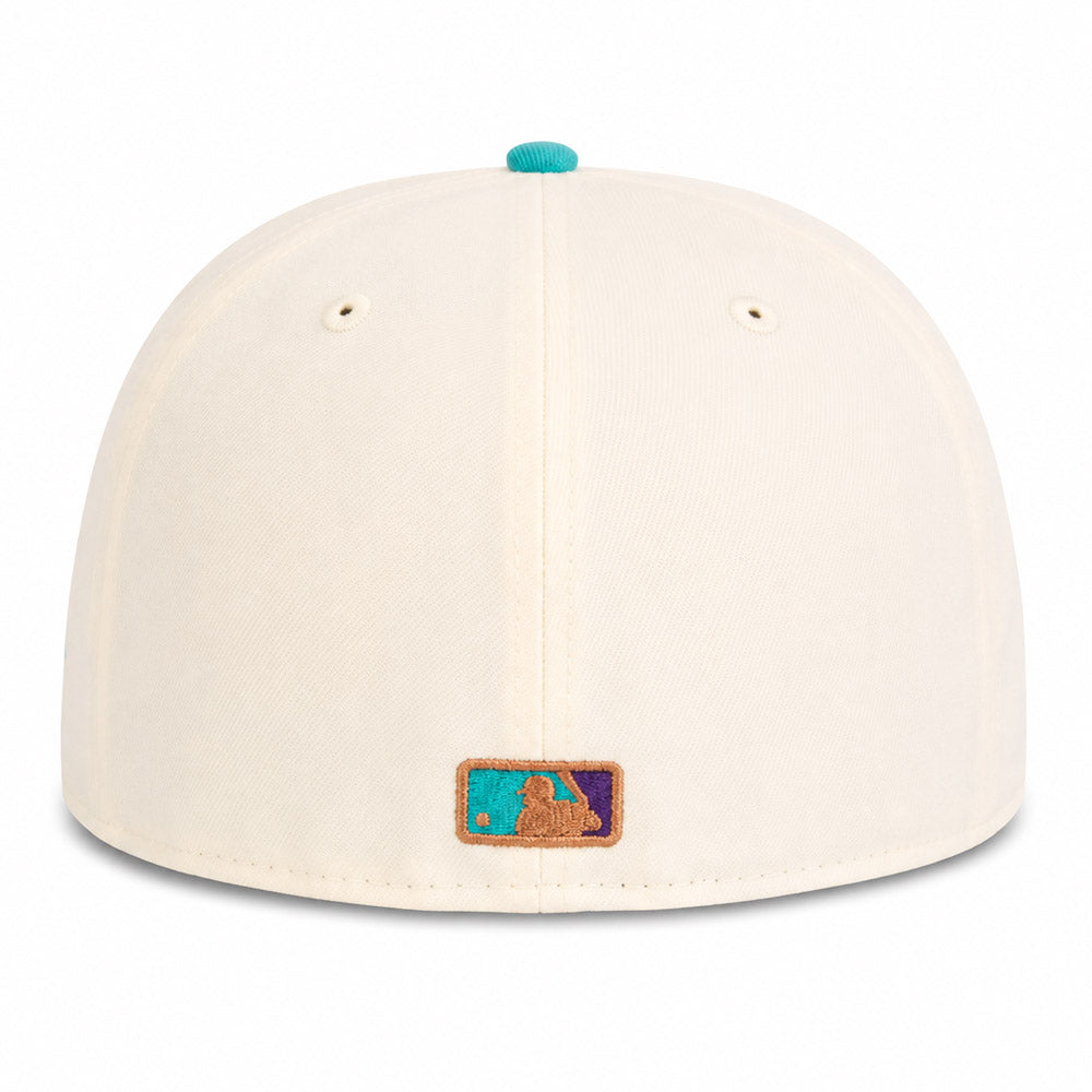 MLB Arizona Diamondbacks New Era Teal Visor Two-Tone Summer Flower 59FIFTY Fitted Hat - Cream
