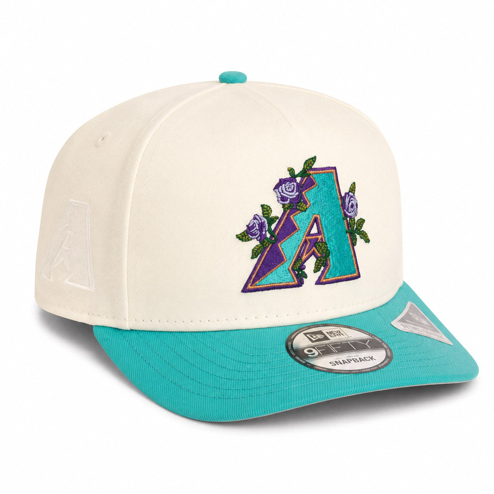 MLB Arizona Diamondbacks New Era Teal VisorTwo-Tone Summer Flower 9FIFTY A-Frame Snapback Hat - Cream