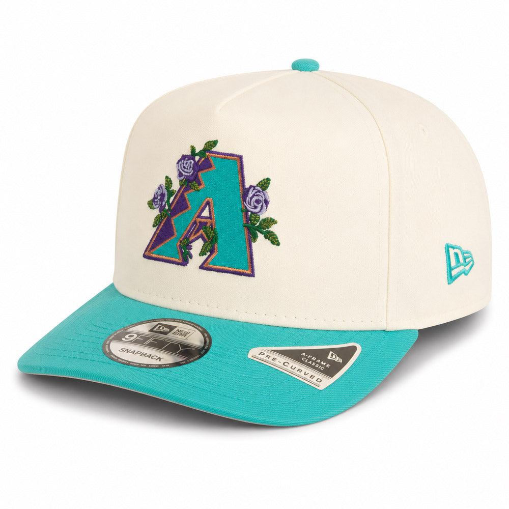 MLB Arizona Diamondbacks New Era Teal VisorTwo-Tone Summer Flower 9FIFTY A-Frame Snapback Hat - Cream