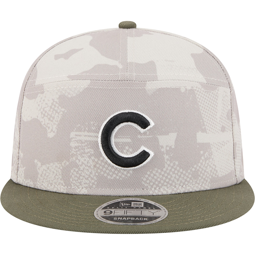 MLB Chicago Cubs New Era 2025 Armed Forces Day 9FIFTY Split Panel Snapback Hat - Stone