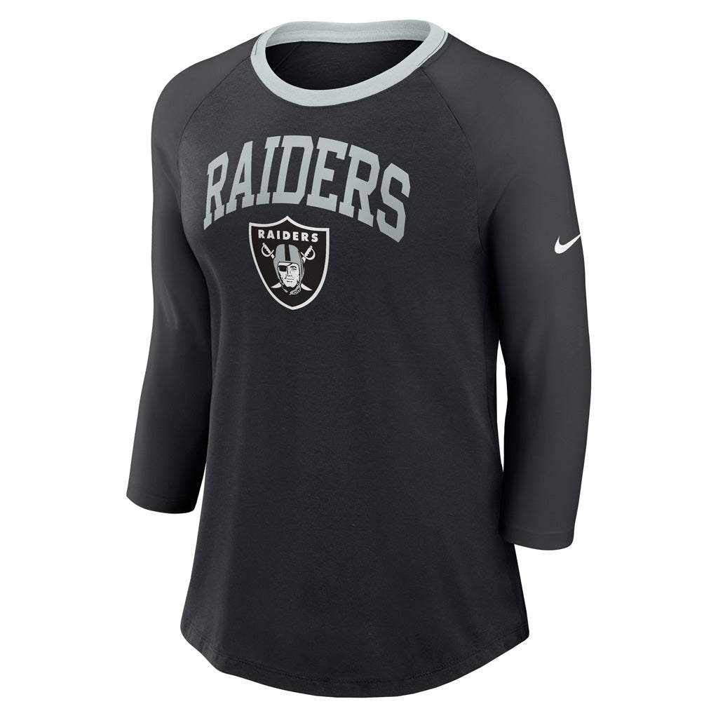 NFL Las Vegas Raiders Women's Nike Fashion 3/4 Sleeve T-Shirt - Black
