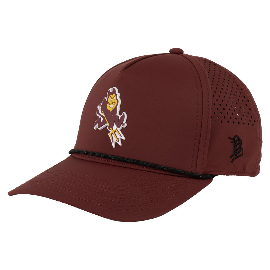 NCAA Arizona State Sun Devils Branded Bills Sparky Curved 5 Panel Rope Snapback Hat - Maroon