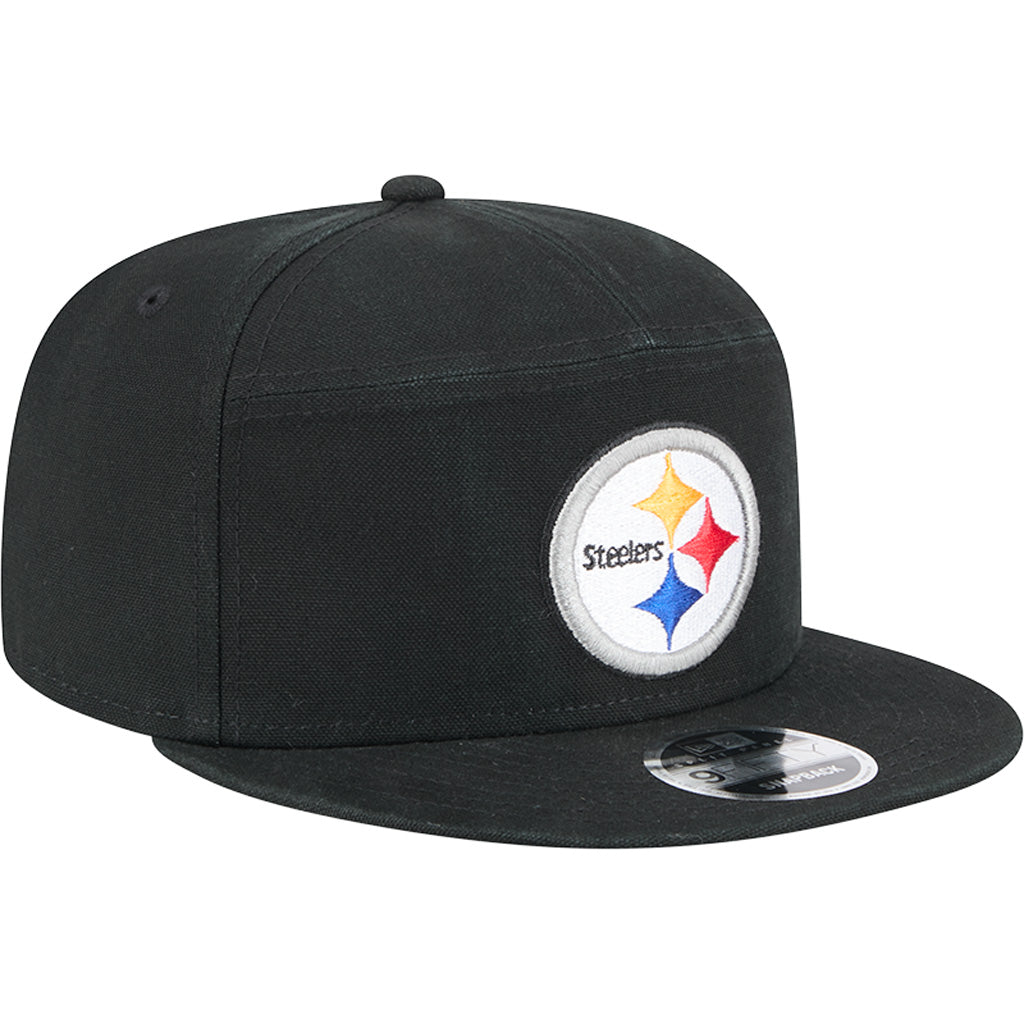 NFL Pittsburgh Steelers Cotton Canvas 9FIFTY Split Panel Snapback Hat - Black