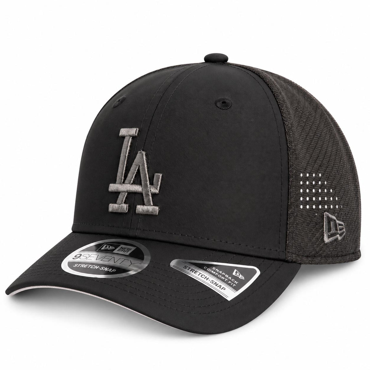 MLB Los Angeles Dodgers New Era Black Pearl Trucker 9SEVENTY Stretch-Snap Hat- Black