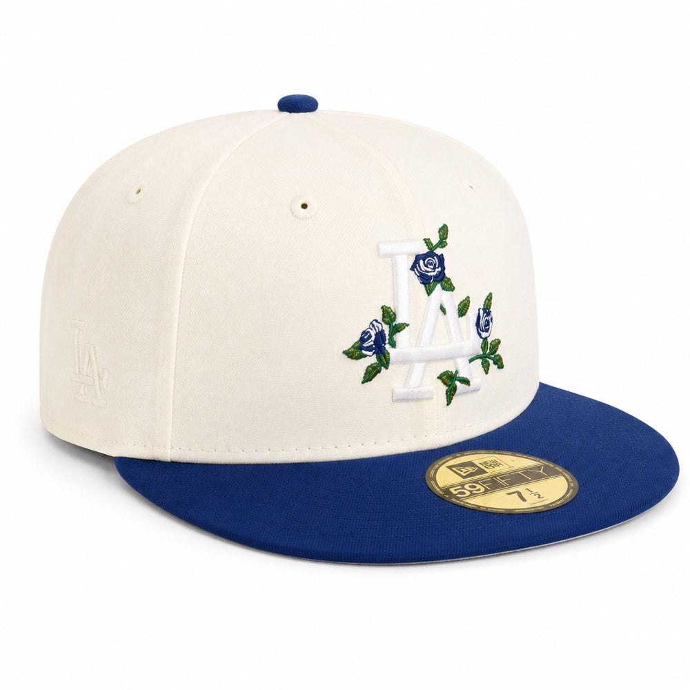 MLB Los Angeles Dodgers New Era Two-Tone Summer Flower 59FIFTY Fitted Hat - Cream