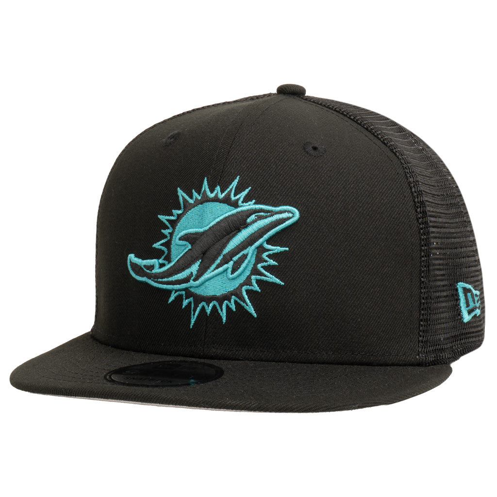 NFL Miami Dolphins New Era Shadowline 9FIFTY Snapback Trucker Hat - Black