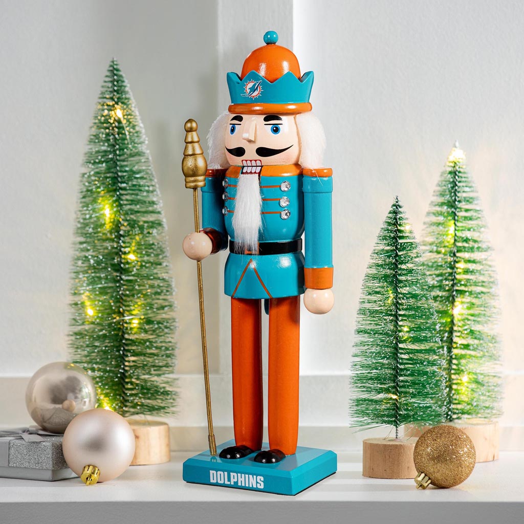 NFL Miami Dolphins Evergreen 12" Nutcracker