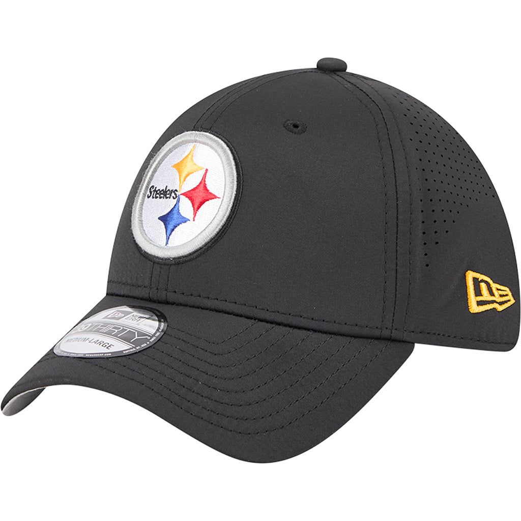 NFL Pittsburgh Steelers New Era Mid Perf 39THIRTY Flex Fit Hat - Black