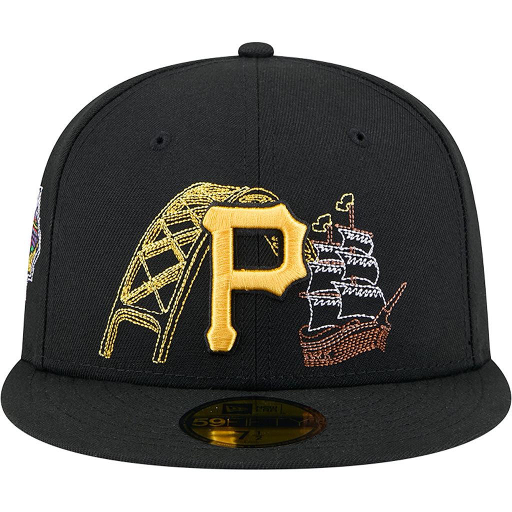 MLB Pittsburgh Pirates New Era State Stitch 59FIFTY Fitted Hat - Black