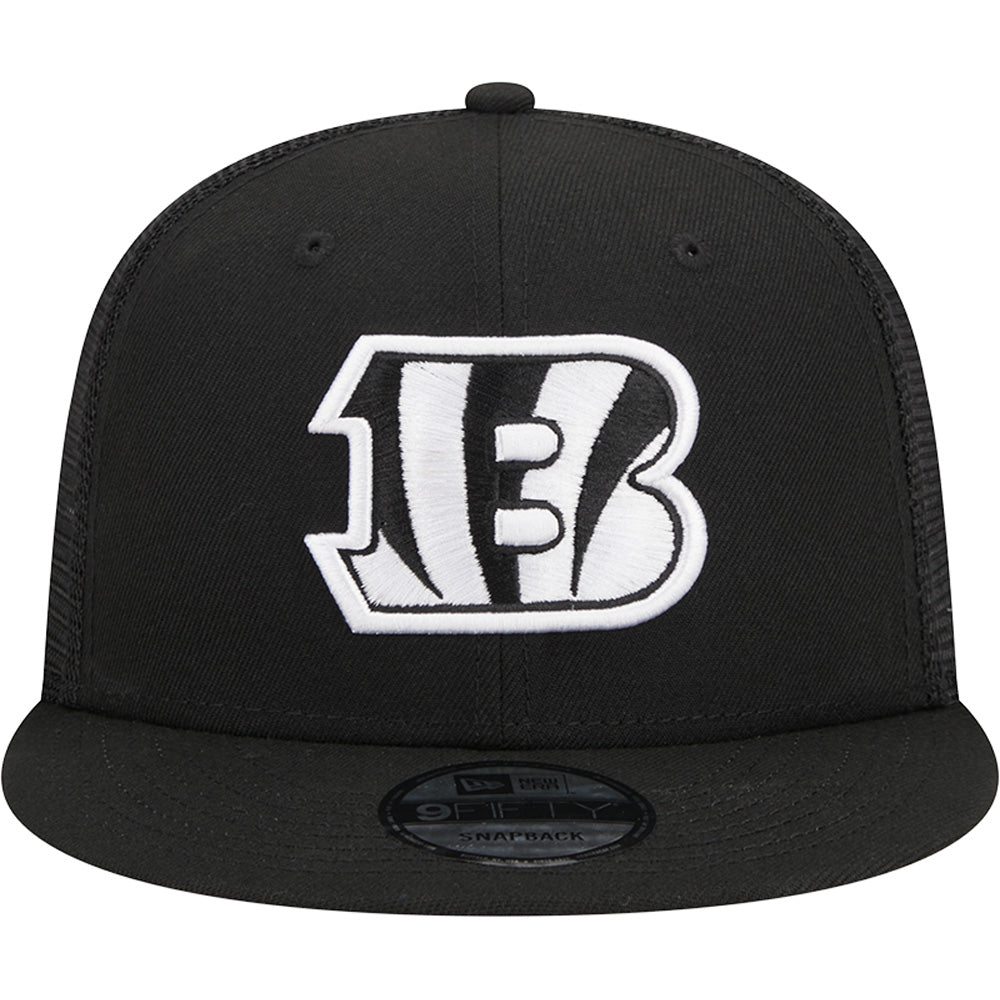 NFL Cincinnati Bengals New Era Black & White Trucker 9FIFTY Snapback Hat - Black