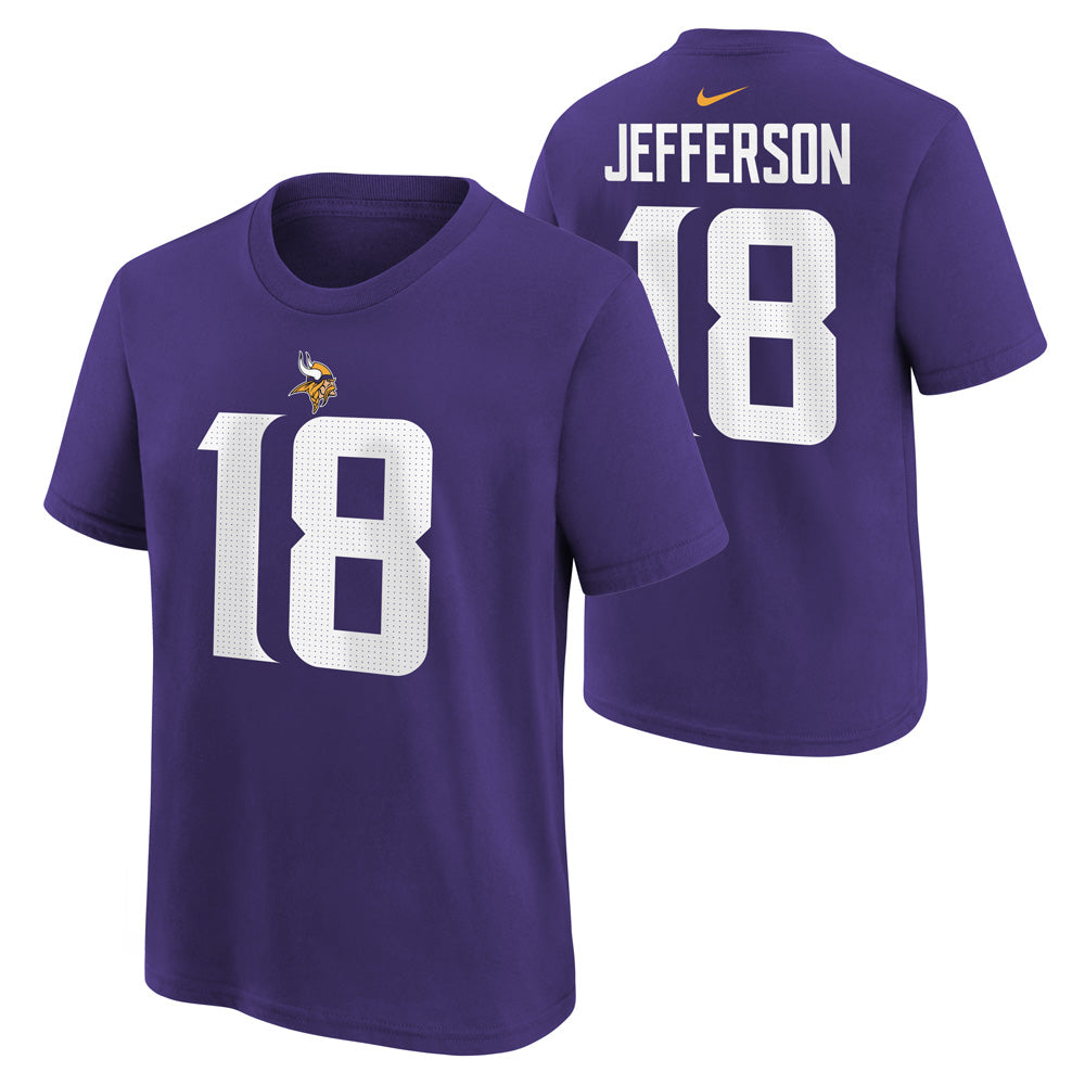 NFL Minnesota Vikings Justin Jefferson Youth Nike Name & Number T-Shirt - Purple