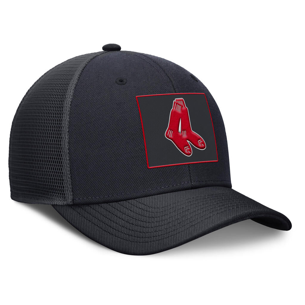 MLB Boston Red Sox Nike Cooperstown Square Patch Trucker Snapback Hat - Navy