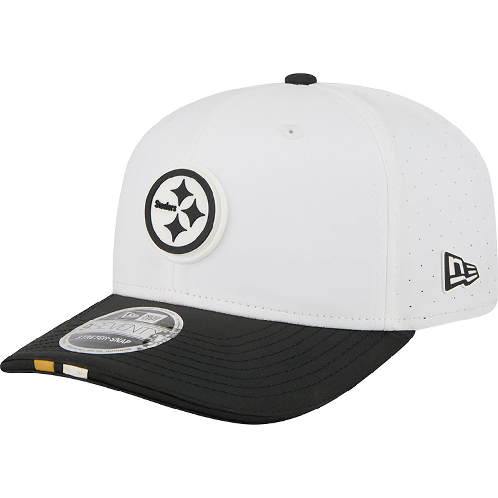 NFL Pittsburgh Steelers New Era 2025 Training 9SEVENTY Stretch-Snapback Hat - White