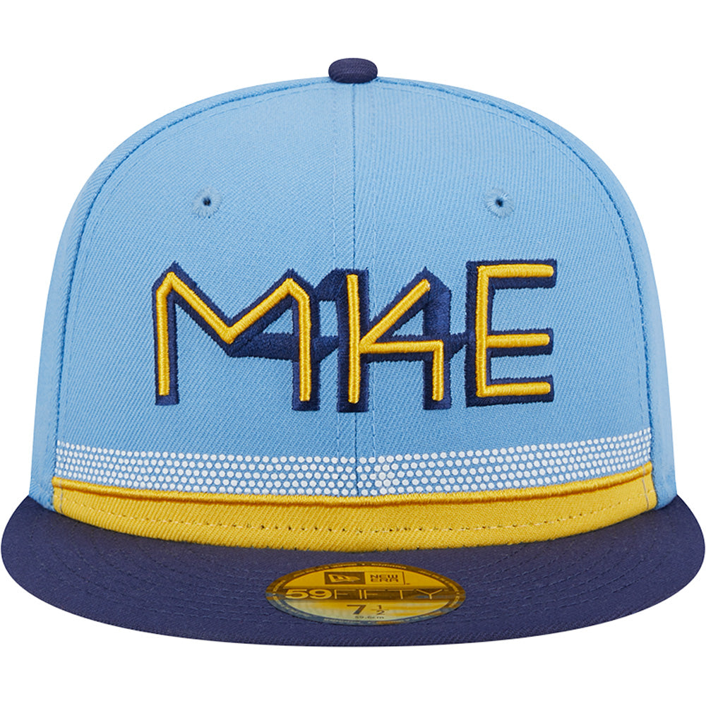 MLB Milwaukee Brewers New Era City Connect Alternate 59FIFTY Fitted Hat - Blue