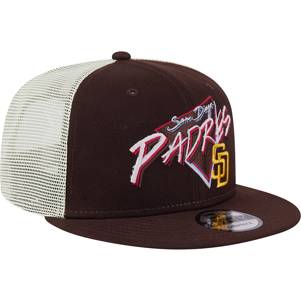 MLB San Diego Padres New Era Neon Trucker 9FIFTY Snapback Hat - Brown