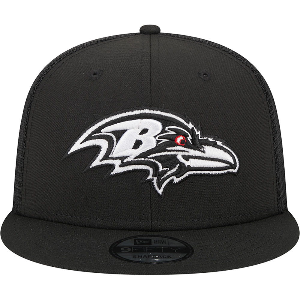 NFL Baltimore Ravens New Era Black & White 9FIFTY Snapback Trucker Hat - Black
