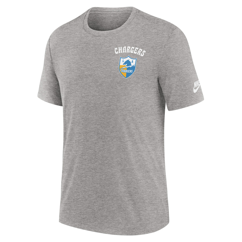 NFL Los Angeles Chargers Nike 2-Hit Tri-Blend T-Shirt - Gray