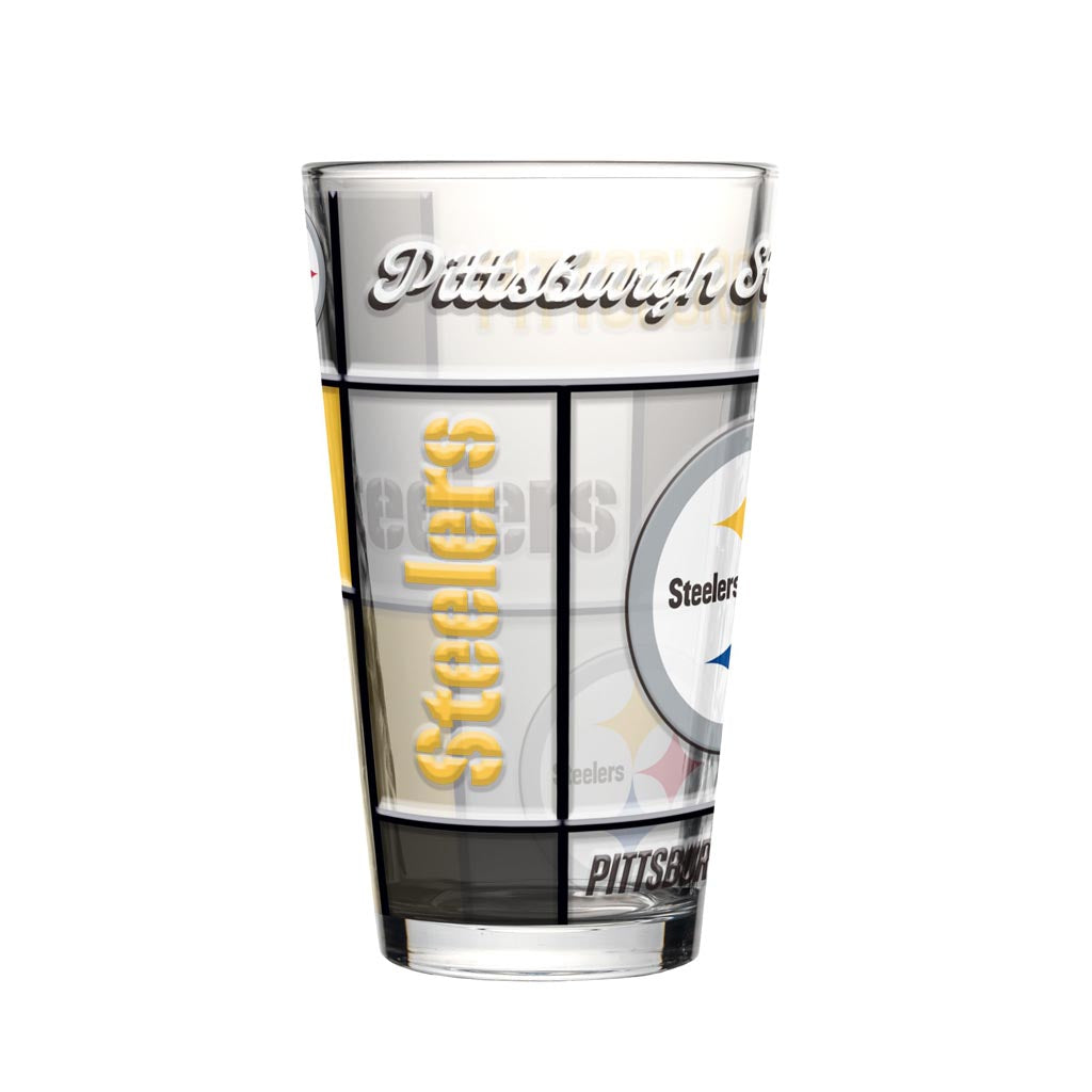 NFL Pittsburgh Steelers Logo Brands 16oz Quilted Pint Glass - Black