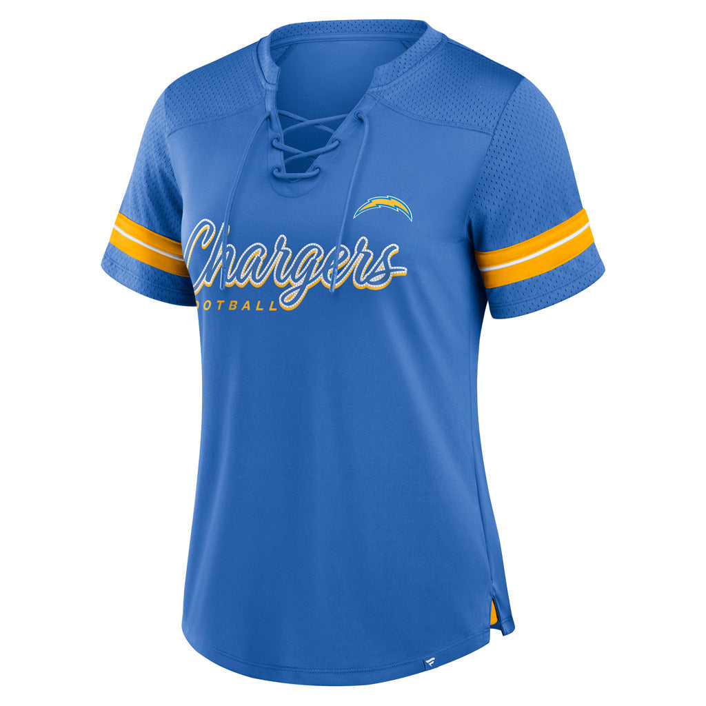NFL Los Angeles Chargers Fanatics Women's Play Script Lace-Up Top