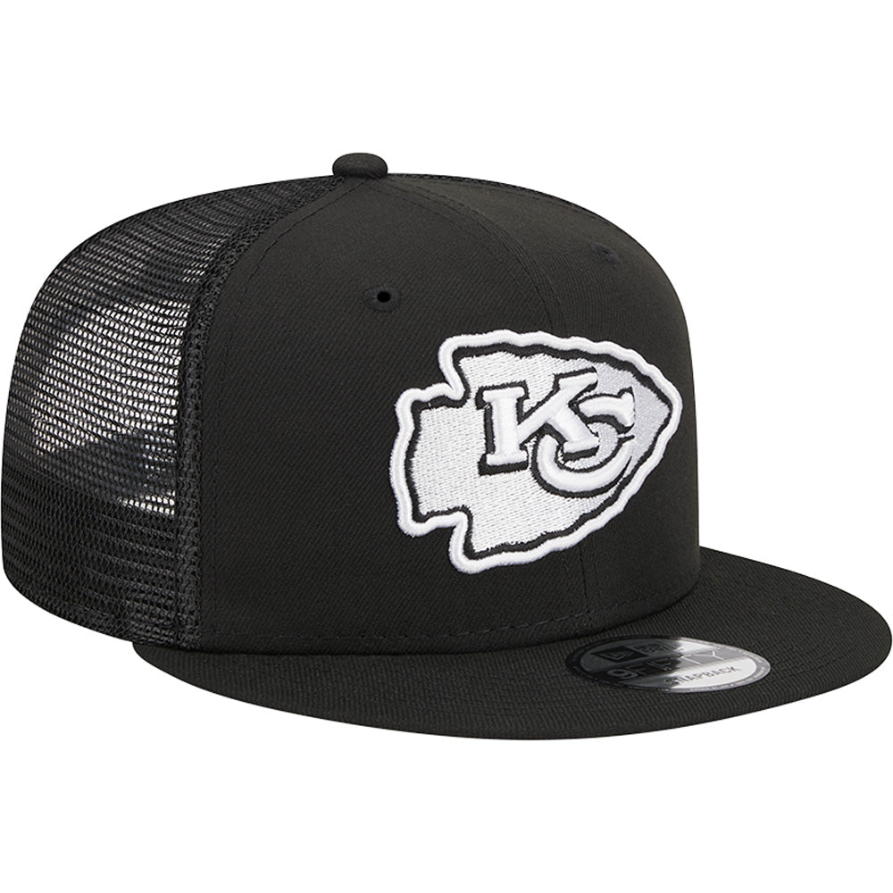 NFL Kansas City Chiefs New Era Black & White Trucker 9FIFTY Snapback Hat - Black