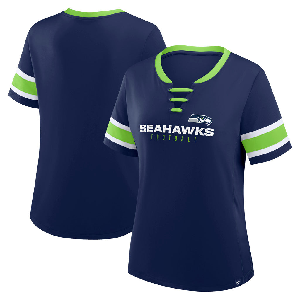 NFL Seattle Seahawks Women's Fanatics Draw Play Athena Lace-Up Top - Navy